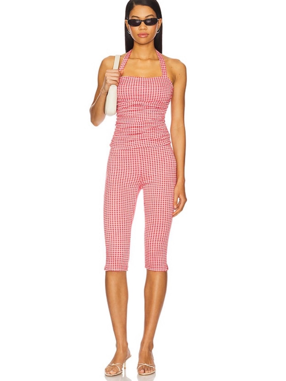 NWT More To Come Brea Capri Red Gingham Sz L